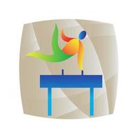 Pommel Horse Gymnastics Square Retro vector