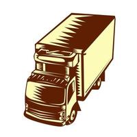 Refrigerated Truck Woodcut vector