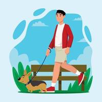 Character Design Dog Walker vector