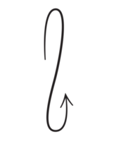 flecha de arte de línea con línea delgada negra. png con fondo transparente.