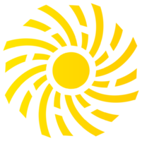 ícone de sol na cor amarela brilhante. png com fundo transparente.