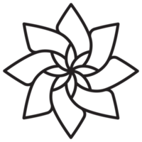 Line art flower illustration. PNG with transparent background.