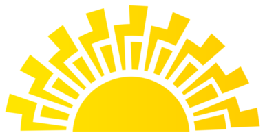 Sun icon in bright yellow color. PNG with transparent background.