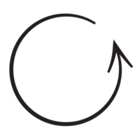 Line art arrow with black thin line. PNG with transparent background.