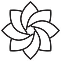 Line art flower illustration. PNG with transparent background.