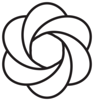 Line art flower illustration. PNG with transparent background.