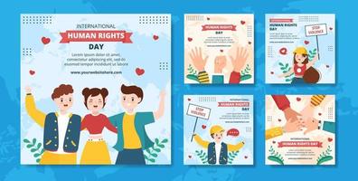 International Human Rights Day Social Media Post Template Hand Drawn Cartoon Flat Illustration vector