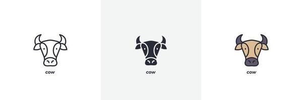 cow icon. Line, solid and filled outline colorful version, outline and filled vector sign. Idea Symbol, logo illustration. Vector graphics