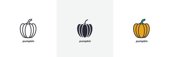 icono de calabaza. línea, versión en color de contorno sólido y relleno, contorno y signo de vector relleno. símbolo de idea, ilustración de logotipo. gráficos vectoriales