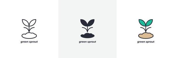 green sprout icon. Line, solid and filled outline colorful version, outline and filled vector sign. Idea Symbol, logo illustration. Vector graphics