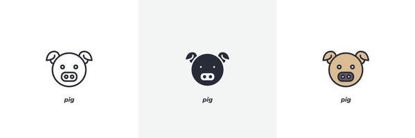 pig icon. Line, solid and filled outline colorful version, outline and filled vector sign. Idea Symbol, logo illustration. Vector graphics