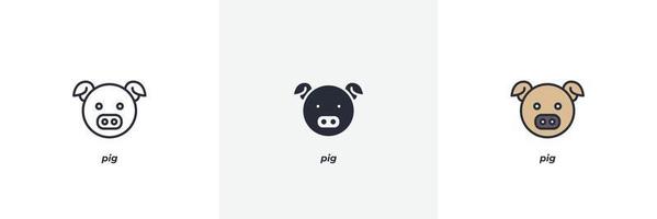 pig icon. Line, solid and filled outline colorful version, outline and filled vector sign. Idea Symbol, logo illustration. Vector graphics