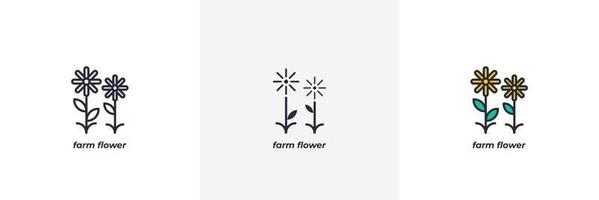 farm flower icon. Line, solid and filled outline colorful version, outline and filled vector sign. Idea Symbol, logo illustration. Vector graphics