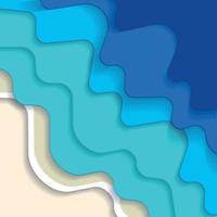 cuadrado abstracto azul turquesa azul maldivo océano y playa fondo de verano con olas de papel y costa de arena. ola de papel degradado de mar tropical y orilla arenosa. ilustración vectorial vector