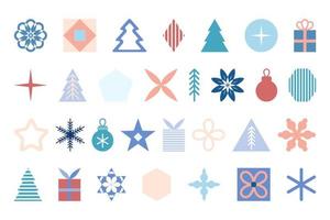 A set of winter and Christmas simple geometric elements. vector illustration