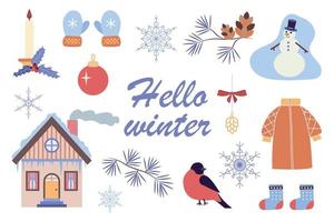 conjunto de ilustración de invierno. ilustración vectorial vector