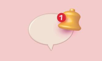 3d render. blank speech bubble reminder social media pink banner cartoon 3d text isolated message chat new notification icon isolated.copy space. vector