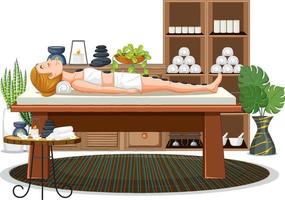Woman getting hot stone massage vector