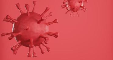 Red corona virus cell on red background. 3d rendering photo