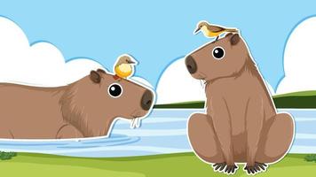 Thumbnail design with capybara vector