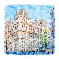 Whitehall London Watercolor sketch hand drawn illustration vector