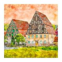 Spalt Bayern Germany Watercolor sketch hand drawn illustration vector