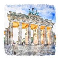 Berlin Germany Watercolor sketch hand drawn illustration vector