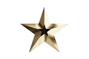 Glossy golden stars isolated on white background, star icon. 3D photo