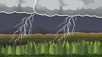 Lightning storm at night background vector