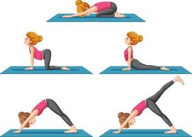 conjunto de posturas de yoga vector