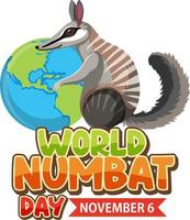 logotipo de la bandera del día mundial del numbat vector