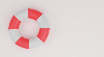anillo de natación, salvavidas rojo y blanco sobre fondo blanco foto