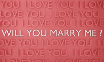 Will You Marry Me, white text on pink wall background. 3D rendering. photo