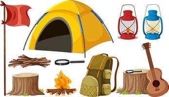 Set of camping objects vector