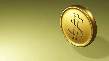 Gold coin with dollar sign. illustration on yellow background. 3D render. photo