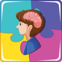 Human brain with jigsaw puzzle vector