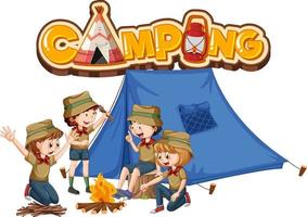 Outdoor camping with scout kids vector