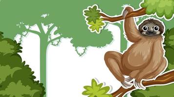 Background template of sloth in the forest vector