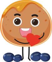 Pancake cartoon character with blueberry vector