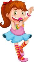 Cute girl cartoon character with music instruments vector