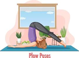 Woman doing yoga at home vector