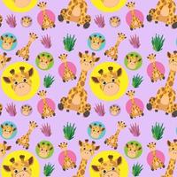 Cute giraffe seamless pattern vector