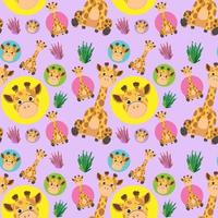 Cute giraffe seamless pattern vector