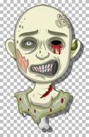 Creepy zombie head on grid background vector