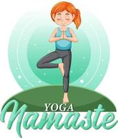 Woman doing yoga with text vector