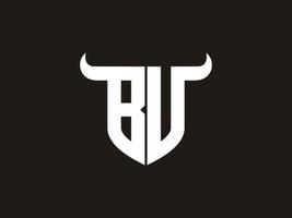 Initial BU Bull Logo Design. vector