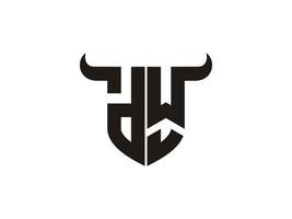 Initial DW Bull Logo Design. vector