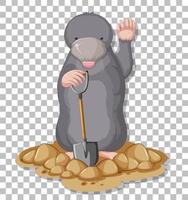 A mole cartoon on grid background vector