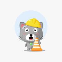 Cute cat working in construction vector