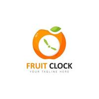 Fruit with clock logo cartoon design illustration vector